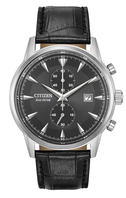 Citizen Eco-Drive Corso Black Dial Stainless Steel Mens Chronograph Watch CA7000-04H