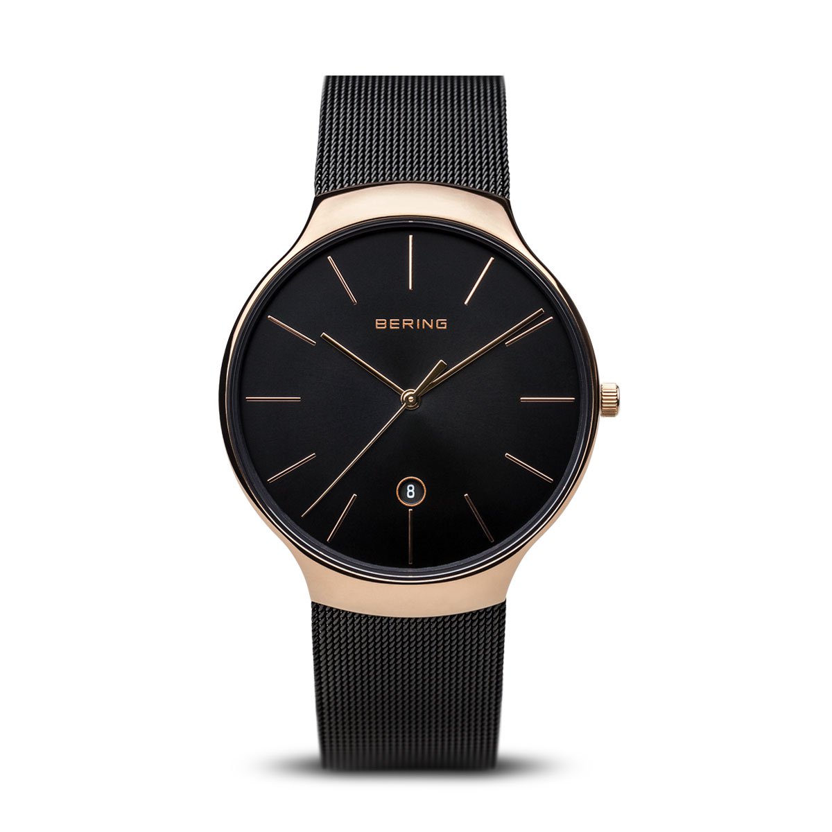 Bering Classic Collection Rose Gold Plated Brown Dial Mens Quartz Watch 13338-262