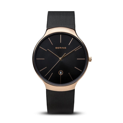 Bering Classic Collection Rose Gold Plated Brown Dial Mens Quartz Watch 13338-262