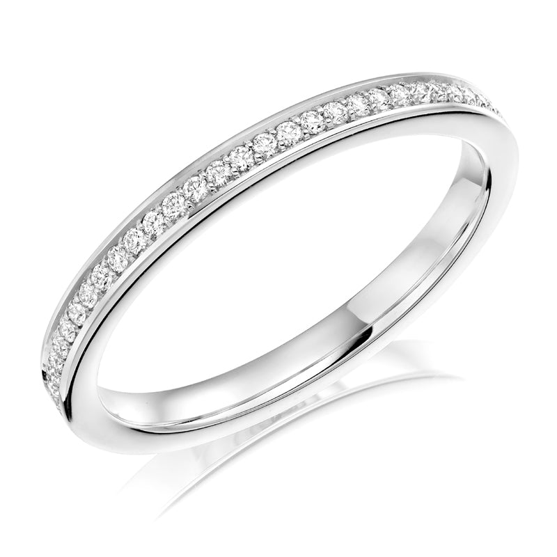 Charles Green & Son Lux Collection 18ct White Gold 0.12ct Brilliant Cut Diamond Half Eternity Ring