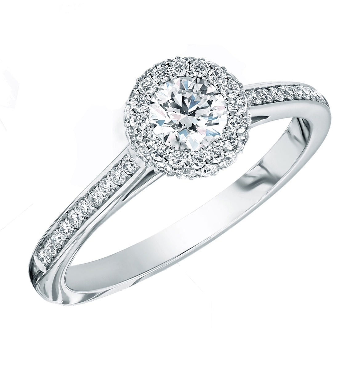Charles Green & Son Infinity Platinum Solitaire with Halo Cluster 0.66ct Diamond Ring