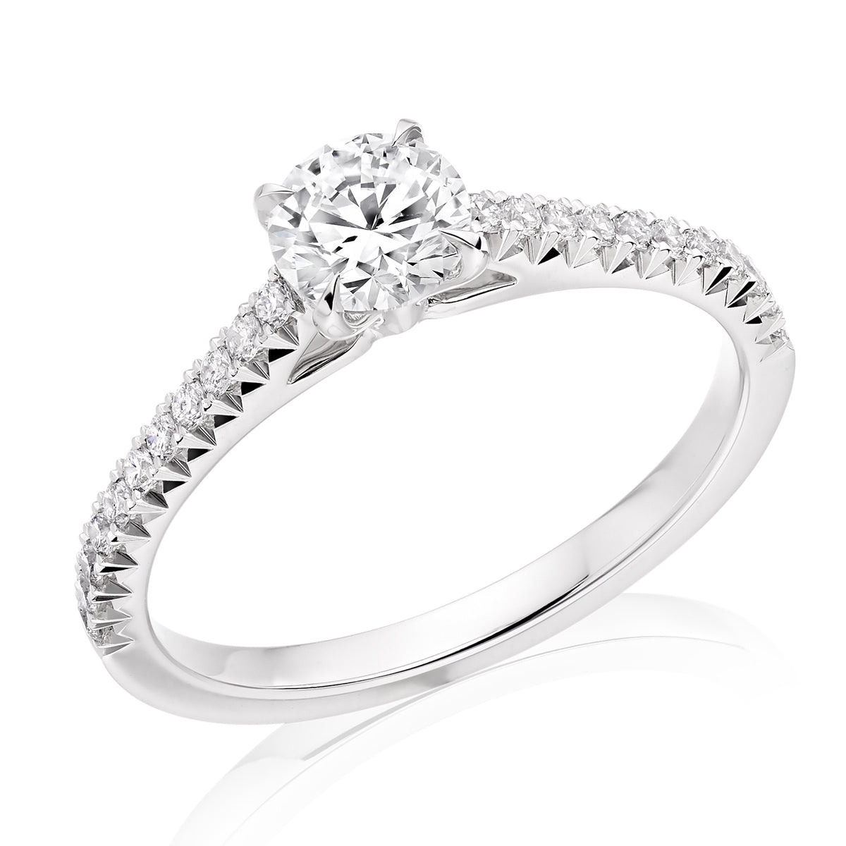 Charles Green & Son French Cut Collection Platinum Solitaire 4 Claw Set 0.52ct Brilliant Cut Diamond Ring