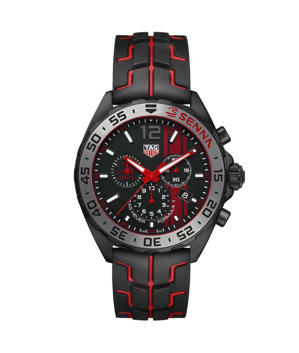 TAG Heuer Formula 1 Black Stainless Steel Ayrton Senna Special Edition Mens Quartz Chronograph Watch CAZ1019.FT8027