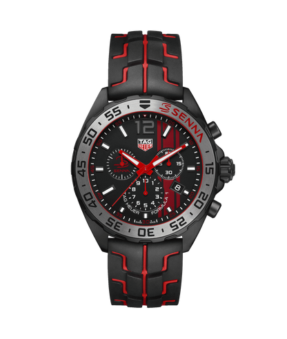 TAG Heuer Formula 1 Black Stainless Steel Ayrton Senna Special Edition Mens Quartz Chronograph Watch CAZ1019.FT8027