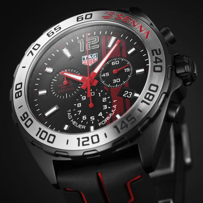 TAG Heuer Formula 1 Black Stainless Steel Ayrton Senna Special Edition Mens Quartz Chronograph Watch CAZ1019.FT8027