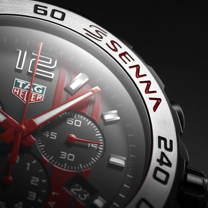 TAG Heuer Formula 1 Black Stainless Steel Ayrton Senna Special Edition Mens Quartz Chronograph Watch CAZ1019.FT8027