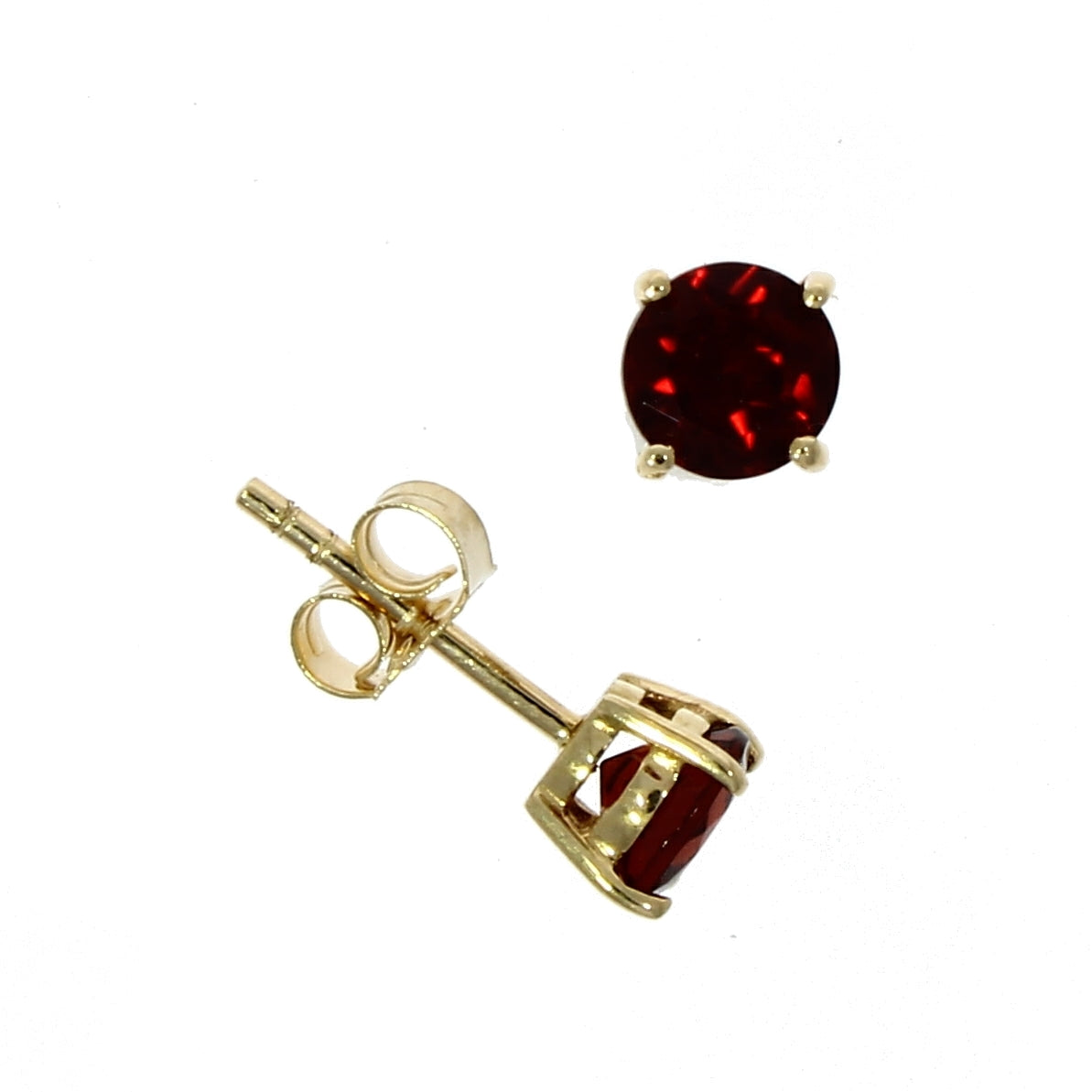 9ct Gold Round Garnet Claw Set Stud Earrings