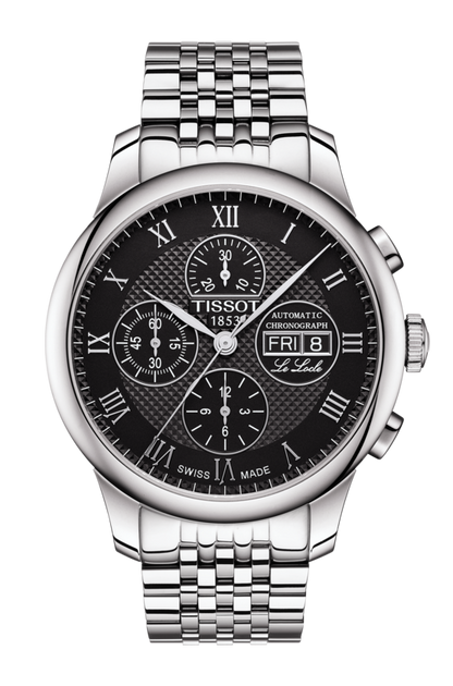 Tissot Le Locle Black Dial Stainless Steel Mens Valjoux Chronograph Watch T0064141105300