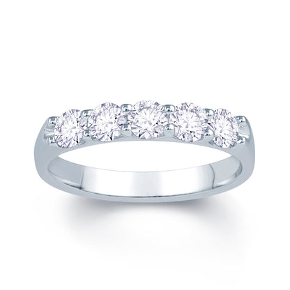 Platinum 0.75ct 5 Stone Diamond Claw Set Ring