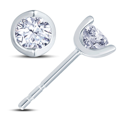 18ct White Gold 2 Claw Cup Setting 0.25ct Diamond Stud Earrings