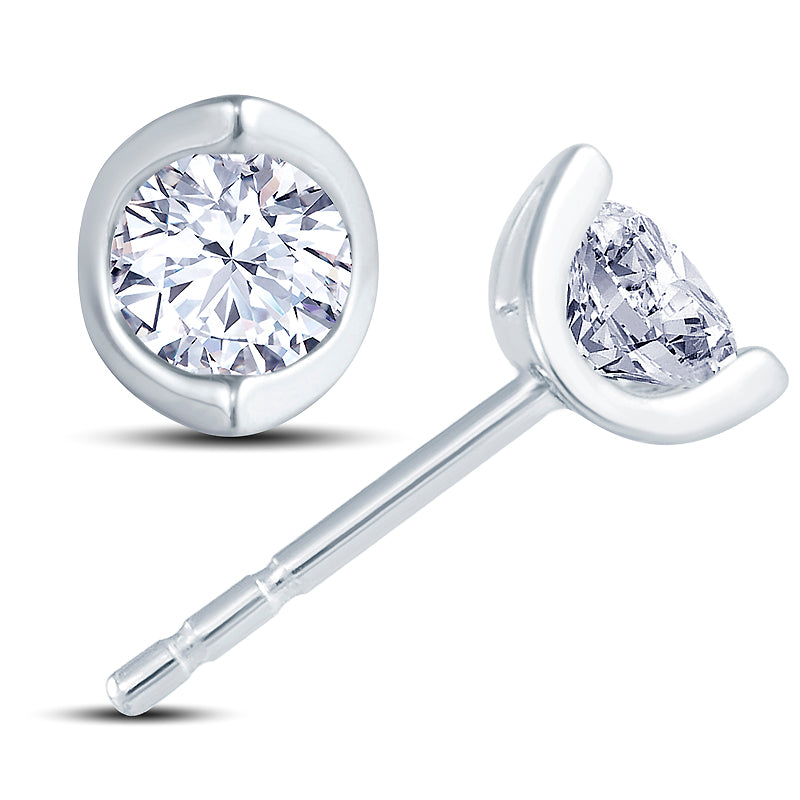 18ct White Gold 2 Claw Cup Setting 0.40ct Diamond Stud Earrings
