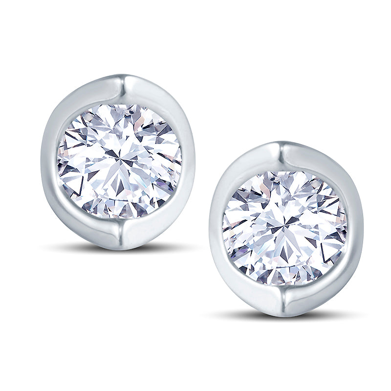 18ct White Gold 2 Claw Cup Setting 0.40ct Diamond Stud Earrings
