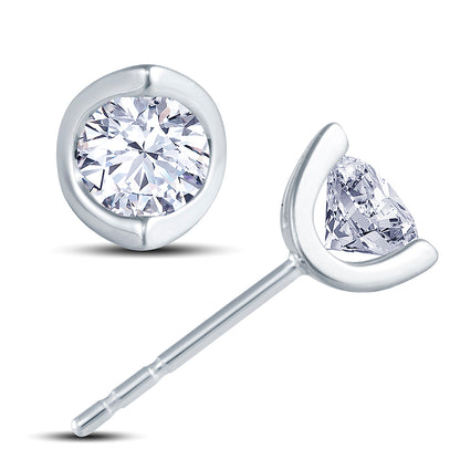 18ct White Gold 2 Claw Cup Setting 0.60ct Diamond Stud Earrings
