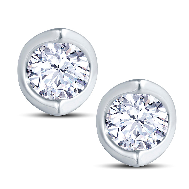 18ct White Gold 2 Claw Cup Setting 0.60ct Diamond Stud Earrings