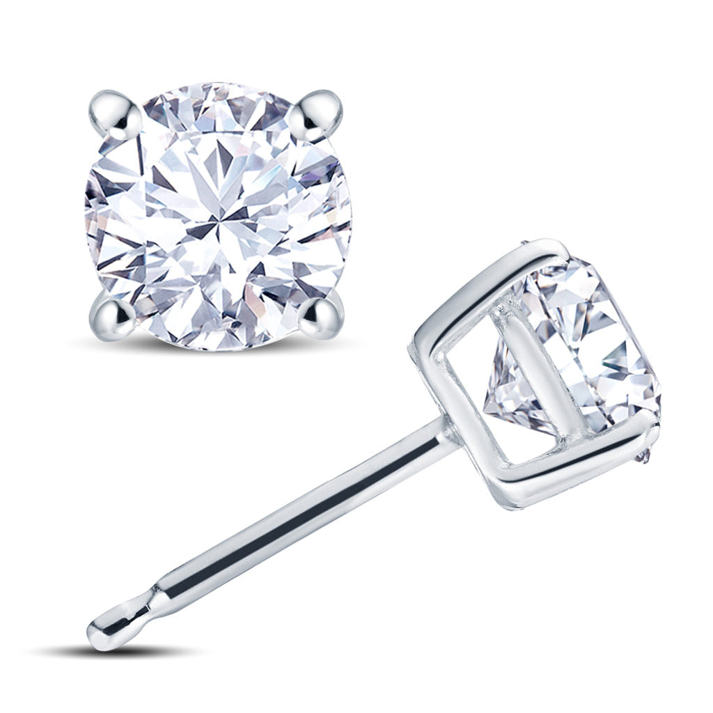 18ct White Gold 4 Claw Set 1.00ct Diamond Stud Earrings