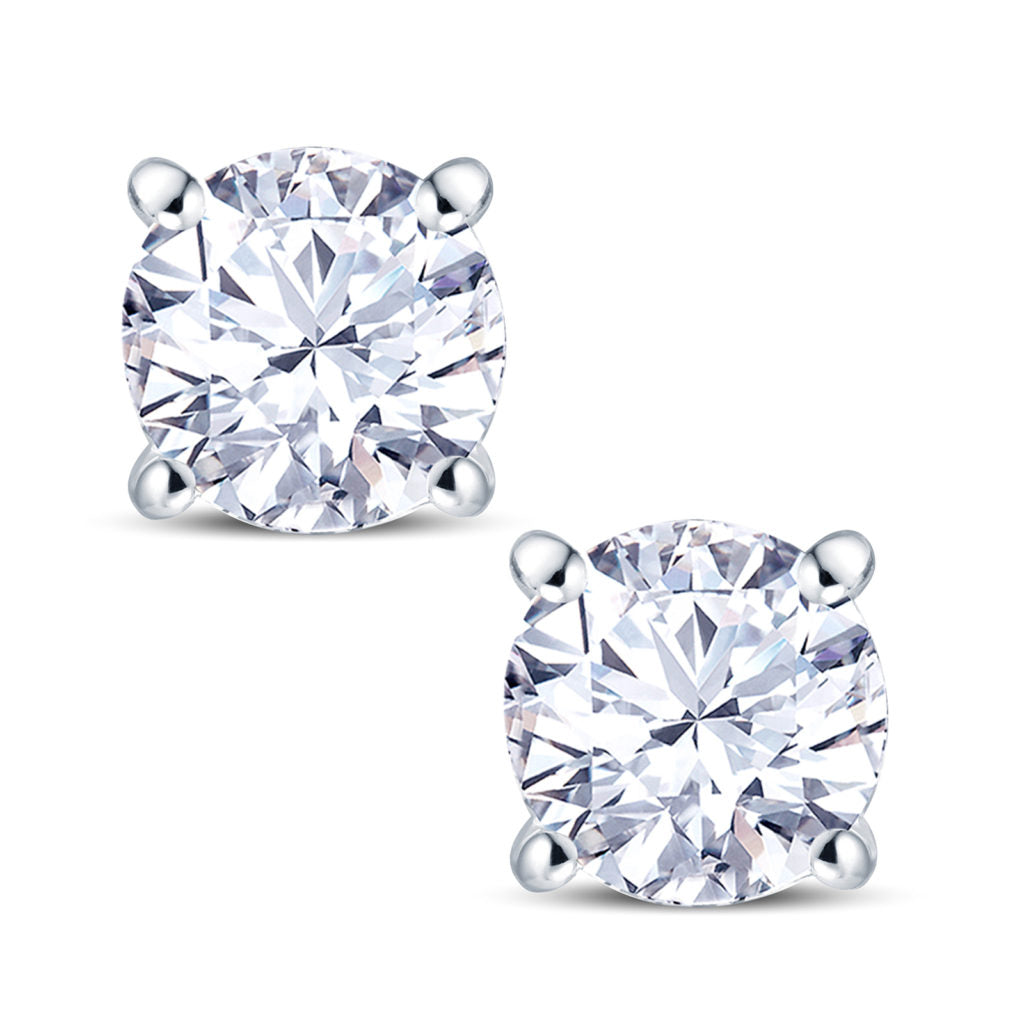 18ct White Gold 4 Claw Set 1.00ct Diamond Stud Earrings