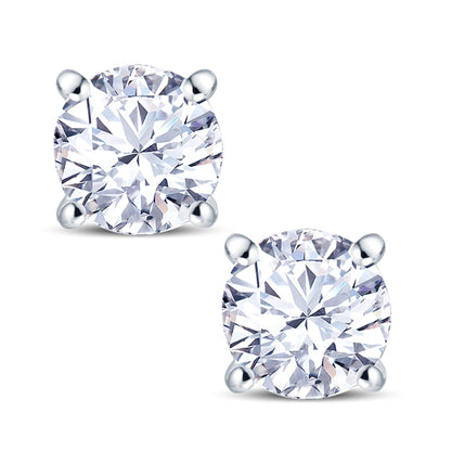 18ct White Gold 4 Claw Set 1.00ct Diamond Stud Earrings