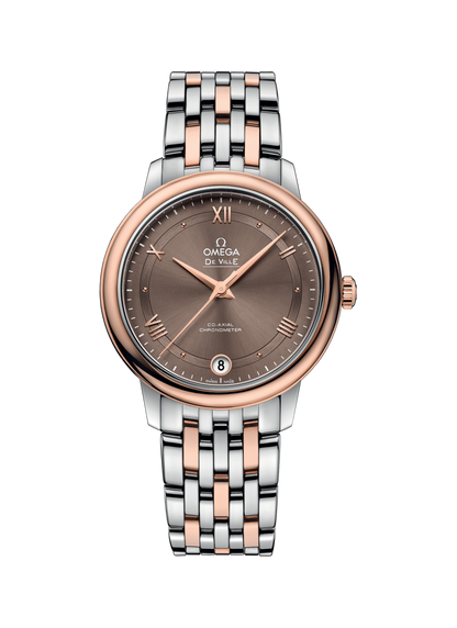 Omega De Ville Prestige Co-Axial Brown Dial Two Tone Stainless Steel & Rose Gold Womens Watch 32.7mm 42420332013001