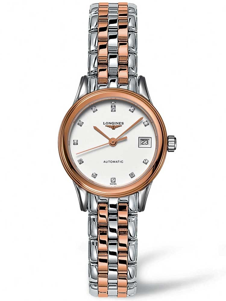 Longines Flagship Mother of Pearl Diamond Set Dial Two Tone Womens Watch L42743997