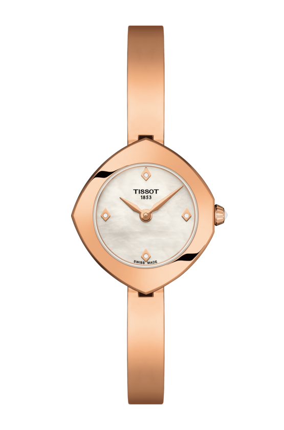 Tissot Femini-T Mother of Pearl Diamond Set Dial PVD Rose Gold Plated Womens Quartz Watch T1131093311600