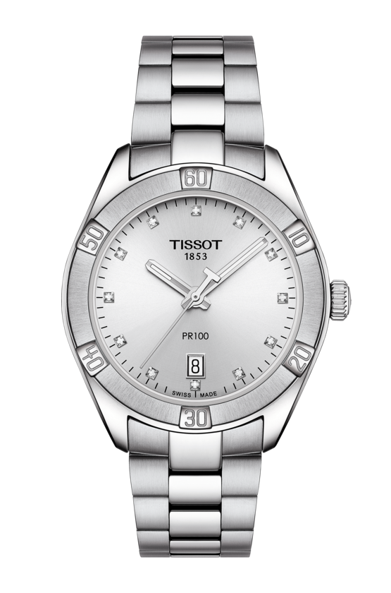 Tissot PR 100 Sport Chic Silver Diamond Set Dial Stainless Steel Womens Quartz Watch T1019101103600