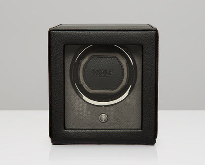 WOLF Black Cub Single Winder with Cover Watch Winding Box 461103