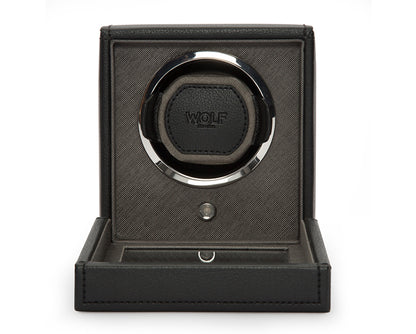 WOLF Black Cub Single Winder with Cover Watch Winding Box 461103