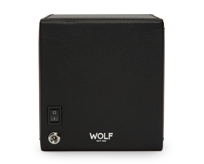 WOLF Black Cub Single Winder with Cover Watch Winding Box 461103