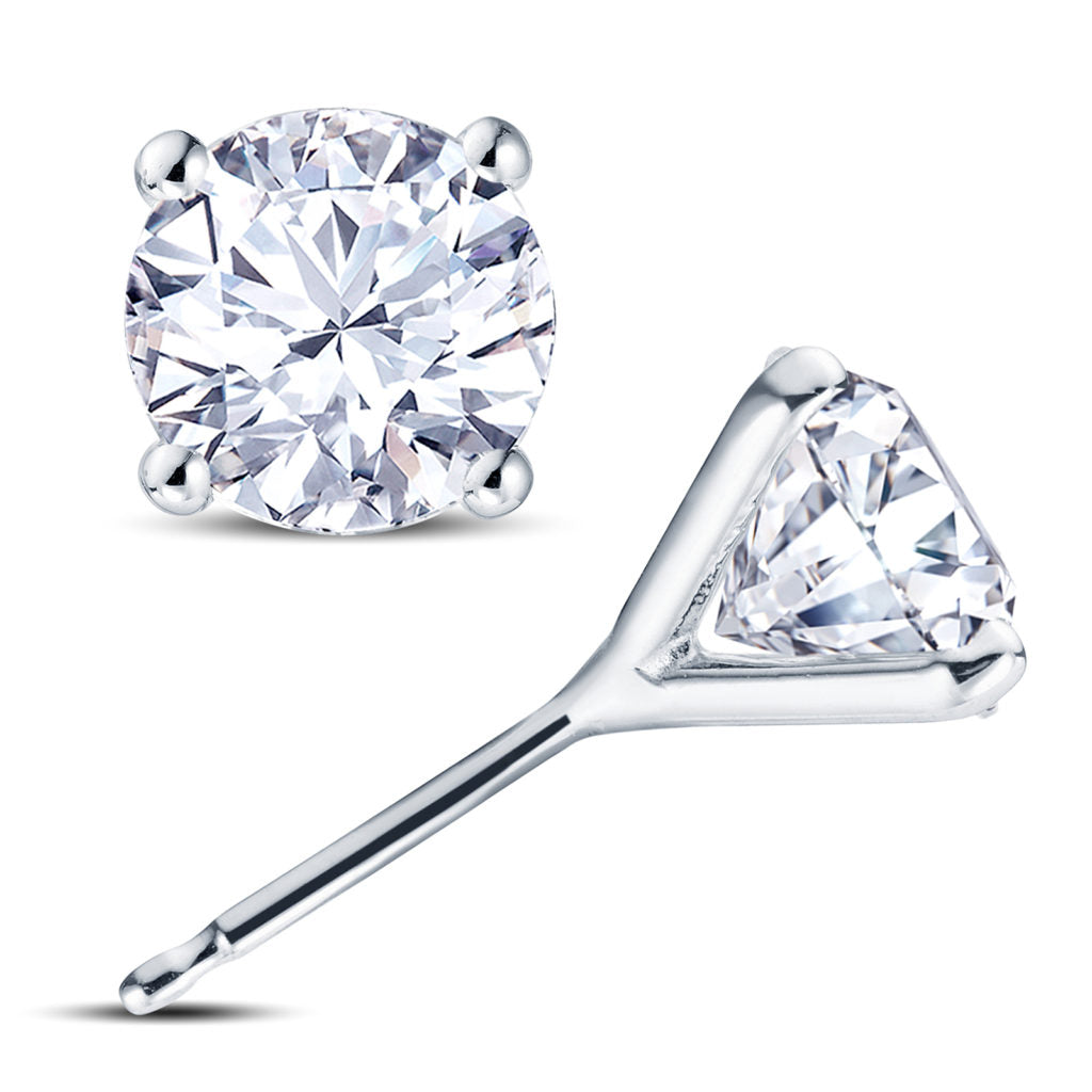 18ct White Gold 4 Claw Martini Setting 2.15ct Diamond Stud Earrings