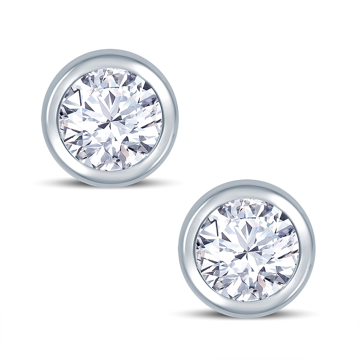 18ct White Gold Rubover Set 0.50ct Diamond Stud Earrings