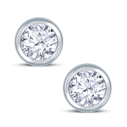 18ct White Gold Rubover Set 0.50ct Diamond Stud Earrings