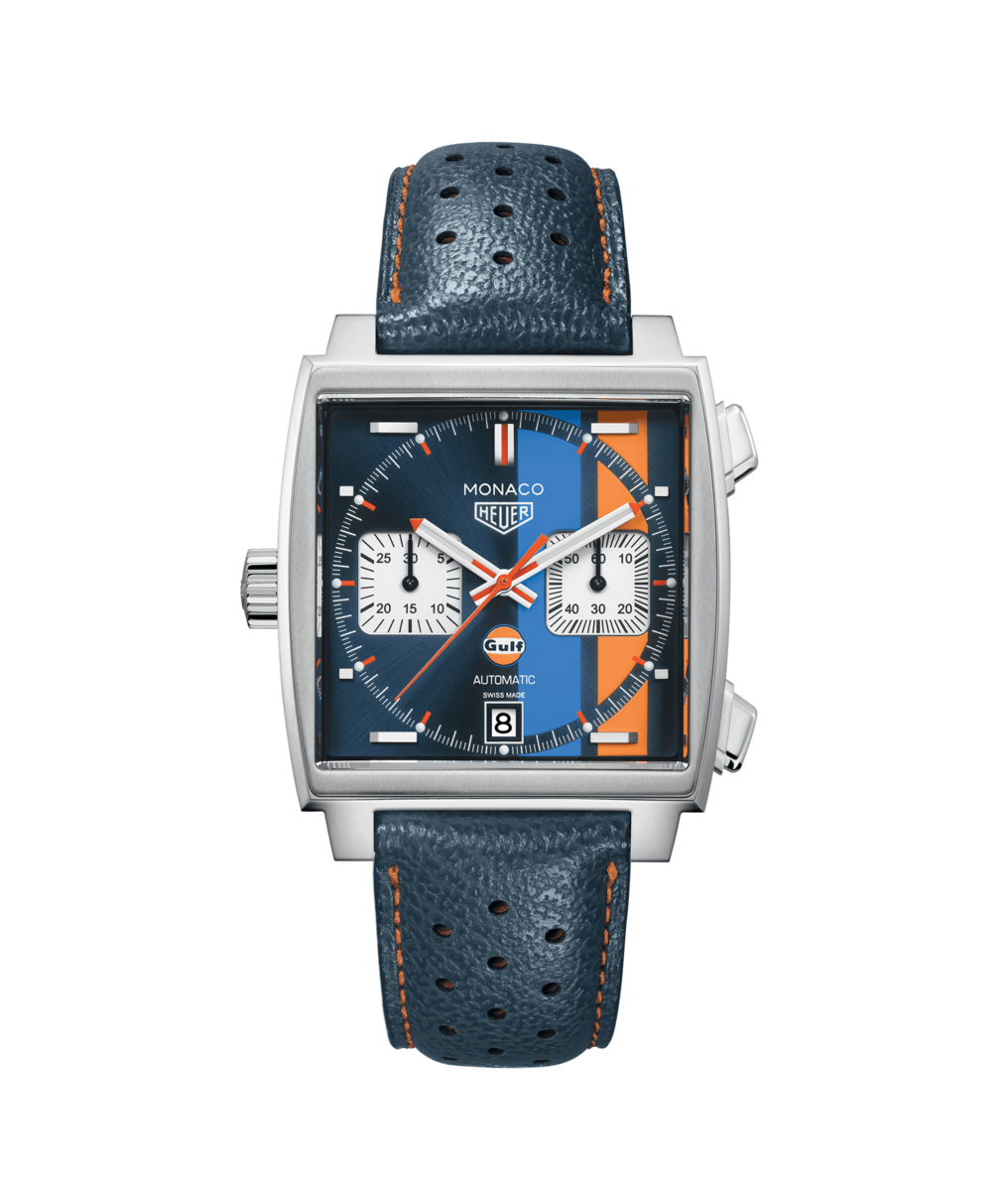 TAG Heuer Monaco Calibre 11 Gulf Special Edition Stainless Steel Mens Chronograph Watch CAW211R.FC6401