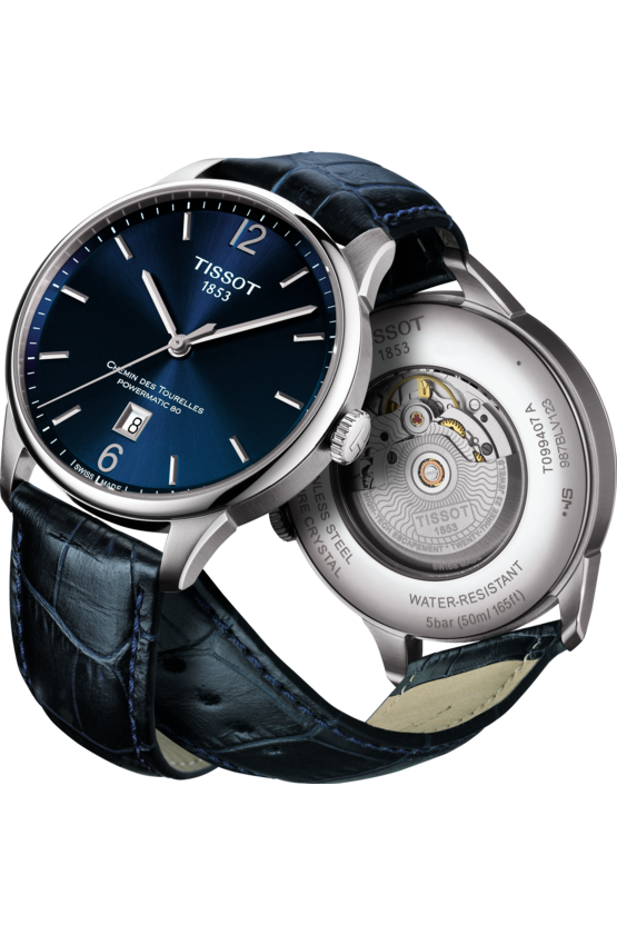 Tissot Chemin Des Tourelles Blue Dial Stainless Steel Powermatic 80 Mens Watch T0994071604700