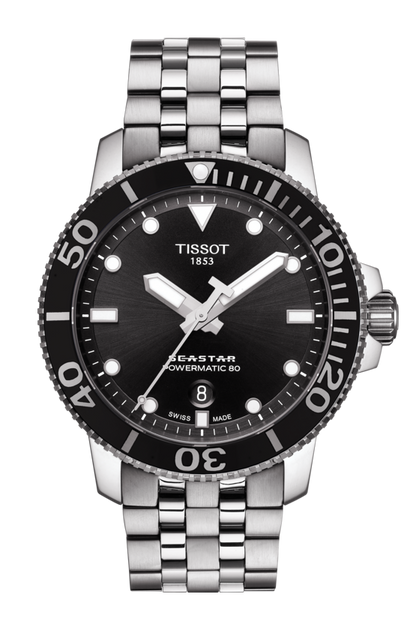 Tissot Seastar 1000 Black Dial Stainless Steel Powermatic 80 Mens Watch T1204071105100