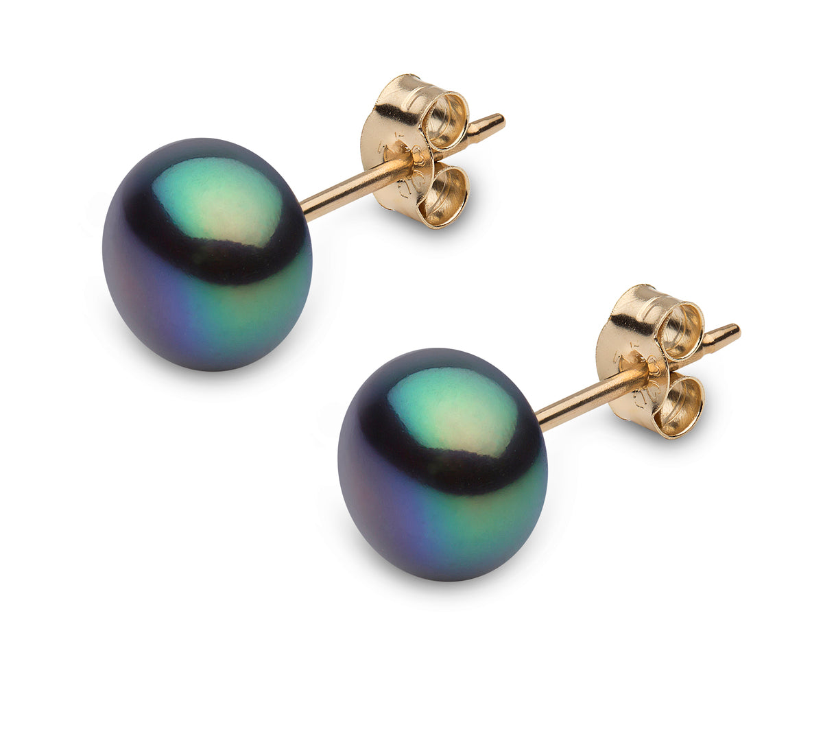 9ct Gold Black Pearl Stud Earrings