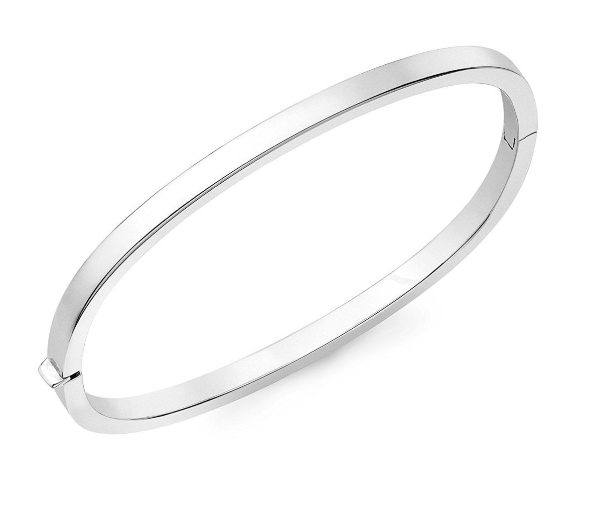 9ct White Gold Oval Hinged TV Shape Bangle