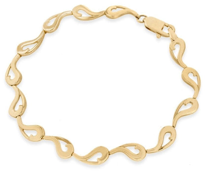 9ct Yellow Gold Wave Design Link Bracelet