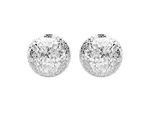 9ct White Gold Diamond Cut Dome Stud Earrings
