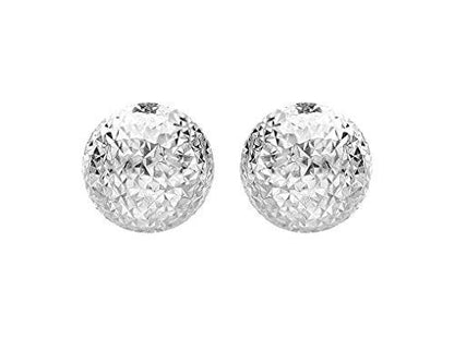 9ct White Gold Diamond Cut Dome Stud Earrings