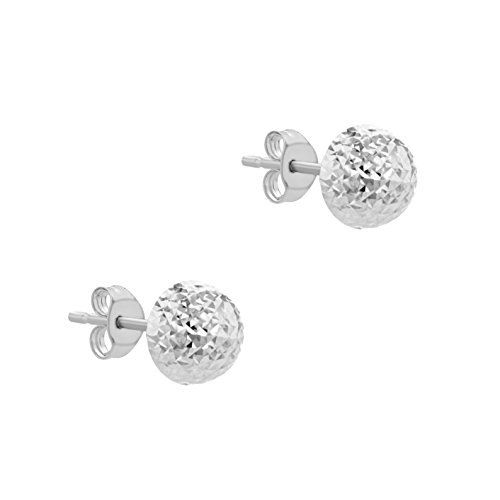 9ct White Gold Diamond Cut Dome Stud Earrings