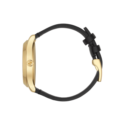 Gucci G-Timeless Le Marché des Merveilles Garden Bee & Stars Black Leather Dial PVD Gold Plated Unisex Quartz Watch YA1264055