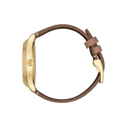 Gucci G-Timeless Butterfly Leather Dial PVD Gold Plated Unisex Quartz Watch YA1264063