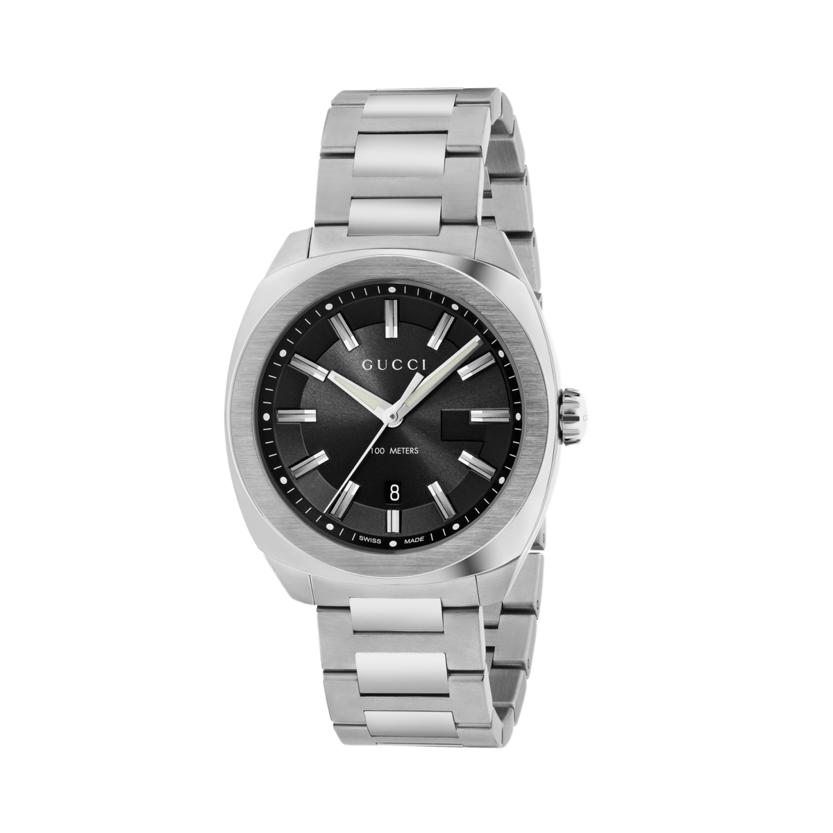 Gucci GG2570 Black Dial Stainless Steel Mens Quartz Watch YA142301