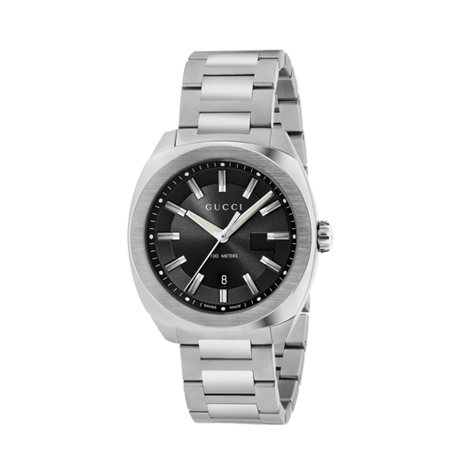 Gucci GG2570 Black Dial Stainless Steel Mens Quartz Watch YA142301