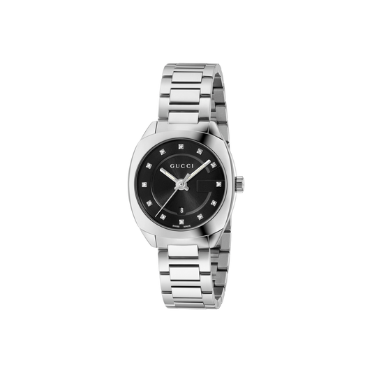 Gucci GG2570 Black Diamond Set Dial Stainless Steel Womens Quartz Watch YA142503