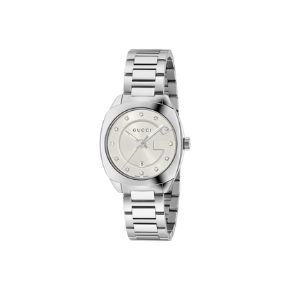 Gucci GG2570 Silver Diamond Set Dial Stainless Steel Womens Quartz Watch YA142504