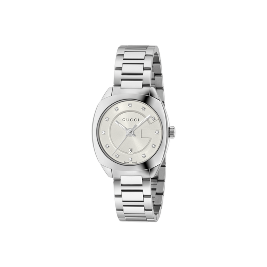 Gucci GG2570 Silver Diamond Set Dial Stainless Steel Womens Quartz Watch YA142504