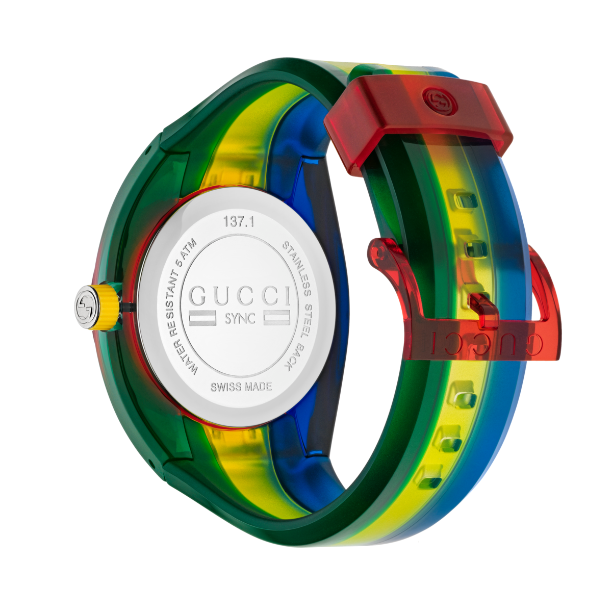 Gucci Sync Multi-Colour Rubber Strap Unisex Quartz Watch YA137114