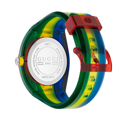 Gucci Sync Multi-Colour Rubber Strap Unisex Quartz Watch YA137114