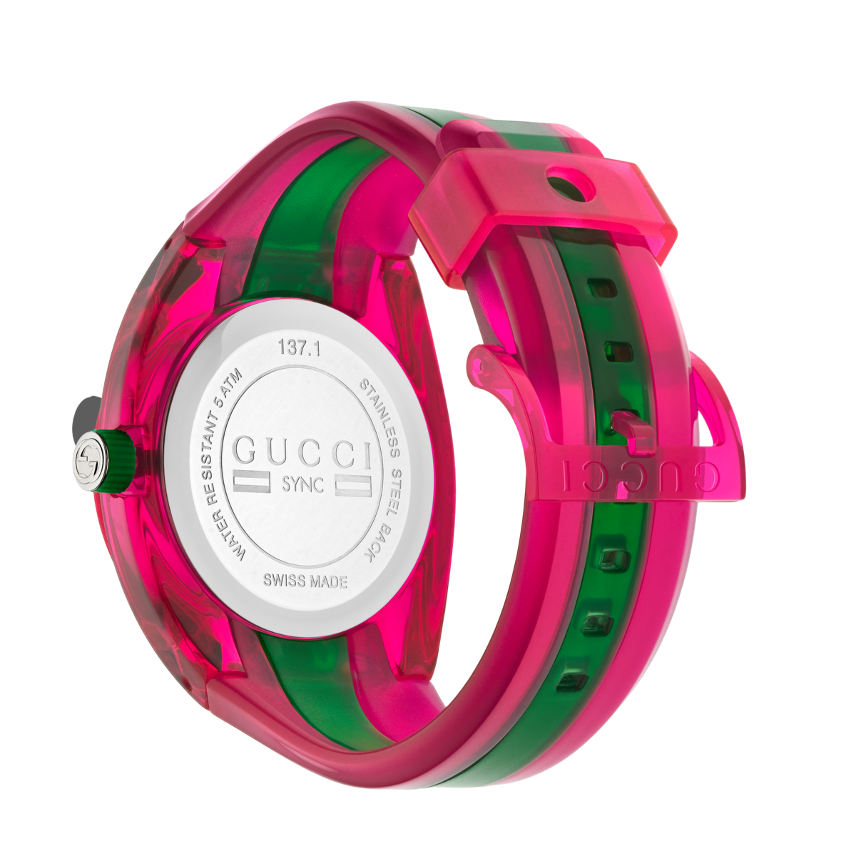 Gucci Sync Multi-Colour Rubber Strap Unisex Quartz Watch YA137115